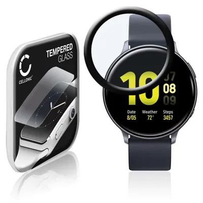 Immagine prodotto di Vetrino protettivo 9H CELLONIC compatibile con Samsung Galaxy Watch Active 2 (40mm) (3D Full Cover per smartwatch braccialetto fitness 0,33mm Full Glue) colore nero protezione screen protector