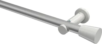 Produktbild von Interdeco Gardinenstange / Vorhangstange Silbergrau / Weiß, Typ Platon Sitra (Konus) ohne Ringe, 20 mm Ø 1-läufig, 100 cm