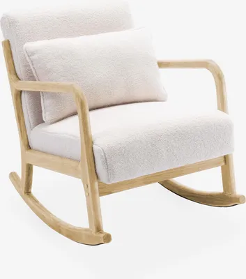 Produktbild von sweeek - Schaukelstuhl Holz und boucle Stoff - Lorens Rocking - Weiß