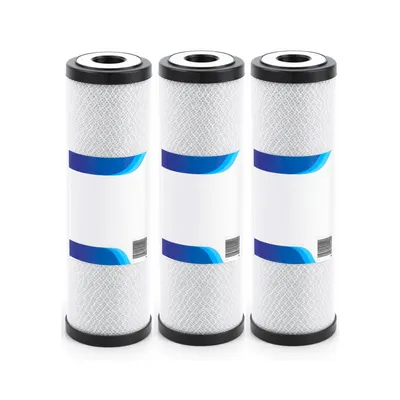 Produktbild von KLARWOD Wasserfilterpatrone 10" 3 Pack Carbon Block Wasserfilterkartusche Aktivkohle CTO | ganze Haus Filtration Universal Ersatz | Umkehrosmose
