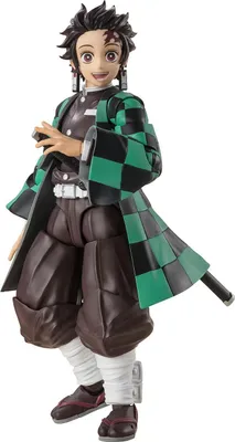 A full-body shot of a Tanjiro Kamado action figure from Demon Slayer.