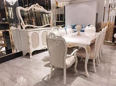 Produktbild von Esszimmer Tisch 8 x Stuhl Sideboard Spiegel Anrichte Garnitur 10tlg.