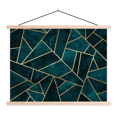 Produktbild von MuchoWow® Textilposter Steine - Gold - Luxus - Muster - Abstrakt 120x90 cm mit holzfarbenen Rahmen - Magnetisch