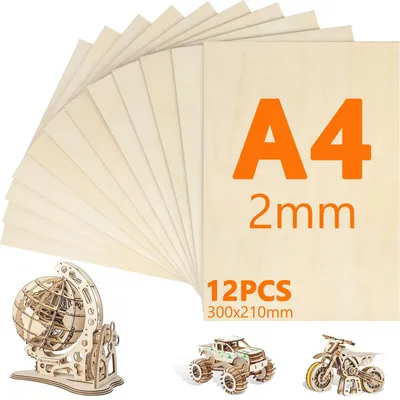 Obrázek produktu pro 12 kusů desek A4, rozměry 300x210x2 mm, tenké dřevěné desky vhodné pro tvoření