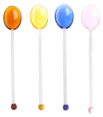 Produktbild von 4er-Set hitzebeständige Kaffeelöffel, Glaslöffel zum Probieren, Teelöffel, Rührlöffel für Tee, Dessert, Cocktails und Vorspeisen
