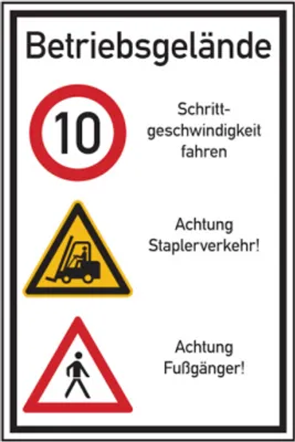 Produktbild von Dreifke® Hinweisschild, Betriebsgelände Schrittgeschwindigkeit, Aluverbund, 9...