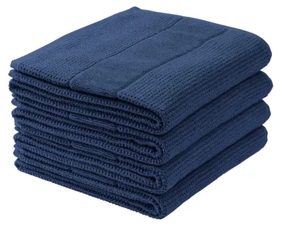 Produktbild von SCHIESSER Handtuchset Turin | Einfarbig | 4-teilig | 100% Baumwolle | Flauschig & Saugstark | 50x100 cm | Dunkelblau