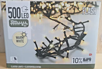 Produktbild von LED Lichterkette Cluster Büschel mit Timer + Flash warmweiß außen Strom 500er 10m