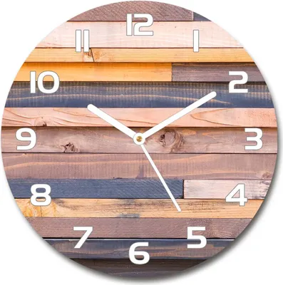Produktbild von Wanduhr aus Glas 30fi Glasbild Glasuhr Gehärtetes Glas - weisse-zeiger - Wooden wall