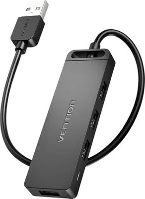 Produktbild von USB 2.0 4-Port Hub mit Netzteil Vention CHMBF 1m Schwarz