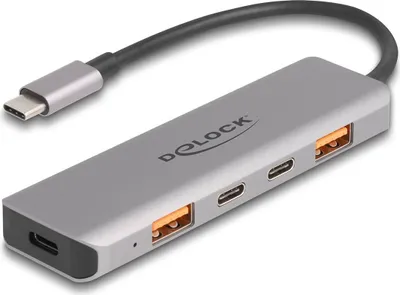 Produktbild von Delock USB 10 Gbps 2 Port USB Typ-A + 2 Port USB-C Hub mit USB-C Anschluss und PD 95 Watt