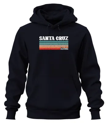Produktbild von Santa Cruz California Vintage Retro Streifen 70er Sunset Hoodie Kapuzenpullover, Navy, XL