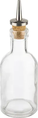 Produktbild von APS 40512 Essig- und Ölflasche Ø 5 cm, Höhe 15,5 cm, 100 ml ,Glasbehälter, Ausgießer aus Kork/ Edelstahl