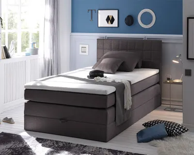 Produktbild von Boxspringbett 120x200 cm Jugendbett mit Bettkasten Husum-09 Hotelbett in Anthrazit