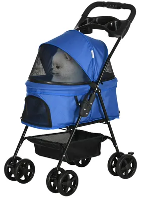 Produktbild von PawHut Hundewagen Pet Stroller für kleine Hunde Haustierwagen Oxford Blau