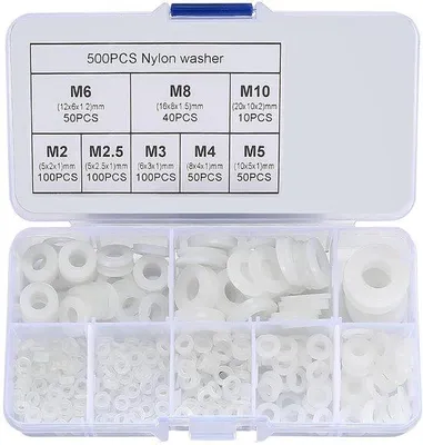 Productafbeelding van Famanu set van 500 nylon ringen, maat M2 tot M10 - wit