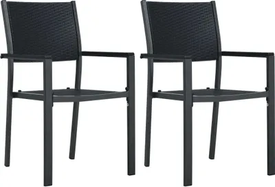 Produktbild von Gartenstühle 2 Stk. Schwarz Kunststoff Rattan-Optik