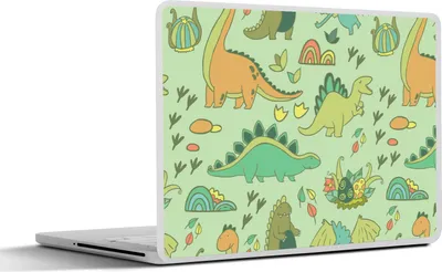 Produktbild von MuchoWow® Laptop Aufkleber Sticker Cover Muster - Dino - Grün - Kleiner Junge - Kind - Kinder 30x21 cm - Sticker für Laptop - Selbstklebend