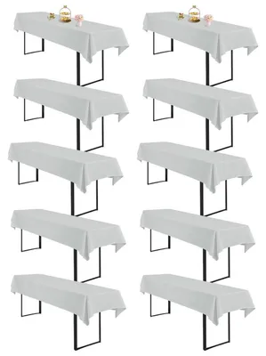 Obrázok produktu pre Sada 10 obrusov, svetlosivá farba, rozmer 260 x 110 cm, obdĺžnikový tvar, možné prať, materiál: polyester, vhodné na stoly na pivo
