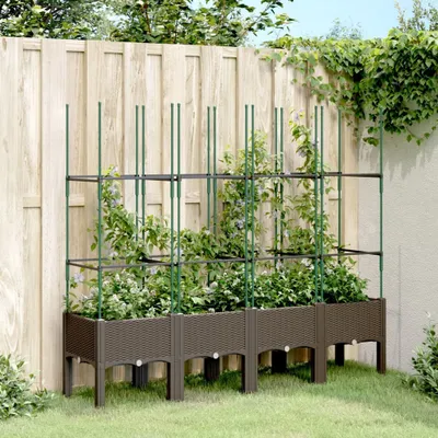 Image de Maison Exclusive - Bac à plantes avec treillis brun 160x40x142,5 cm PP