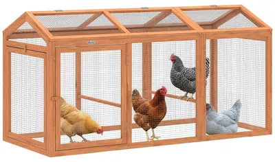 Obrázok produktu pre Kurník PawHut 156 x 70,5 x 84 cm s výbehom a bidlom, dvojité dvere