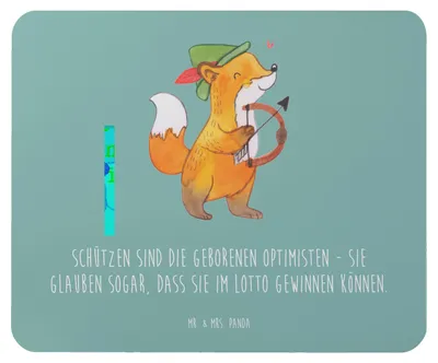 Produktbild von Mr. & Mrs. Panda Mousepad Schütze Optimist - Meeresbrise - Geschenk, Mauspad, Mouse Pad, pc, Geschenke Sternzeichen, Abenteuerlust, Persönlich, Astrologie, mousematte