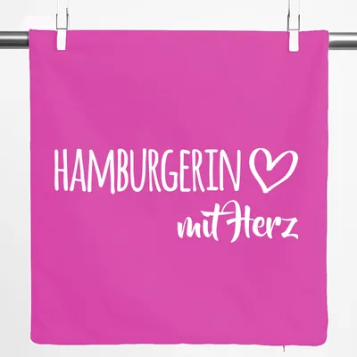 Produktbild von Huuraa Kissenbezug Hamburgerin mit Herz 40x40cm Fuchsia Baumwolle Dekokissenbezug Geschenkidee