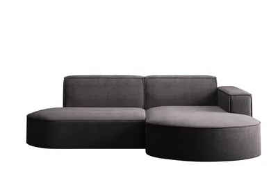 Produktbild von Kaiser Möbel Ecksofa mit runden Abschlüssen aus Cordstoff – MODENA STUDIO, modernes Sofa, Dunkelgrau Rechts