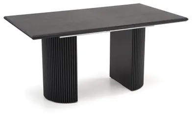 Image de Table à manger Bolero, table de cuisine 160-250 x 90 x 76 cm, noir mat, à rallonges