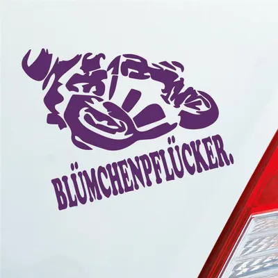 Produktbild von Auto Aufkleber Motorrad Blümchenpflücker Moped Bike Mopped JDM 10x11 cm Lila Sticker Heckscheibenaufkleber