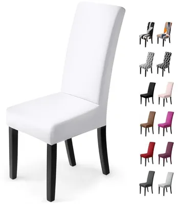 Obrázek produktu pro Dva potahy na židle, elastické, bílé, 95 % polyester/5 % Elastan