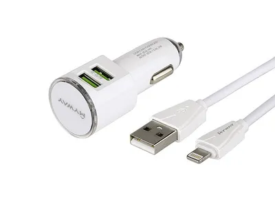 Zdjęcie produktu dla Ładowarka 12/24V 2x USB 3.4A + kabel USB do Lightning