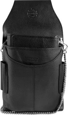 Produktbild von Leonardo Verrelli, Echtleder Kellner-Geldbörse, mit Tasche u. Kette, Druckknopf-Verschluss, groß, sc