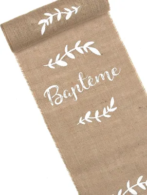 Zdjęcie produktu dla Bieżnik stołowy z juty w kolorze taupe na chrzciny 28 cm x 5 m – rozmiar uniwersalny