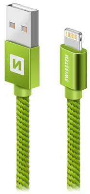 Image de Swissten 71523307, 2 m, Lightning, USB A, mâle, mâle, vert