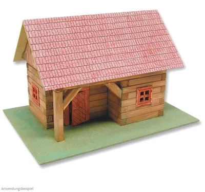 Image de matches21 Maison en rondins avec auvent en bois Kit de construction pour enfants Kit de bricolage à partir de 11 ans