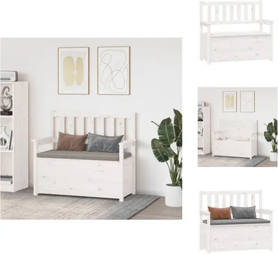 Obrázek produktu pro vidaXL Lavice bílá 112,5x51,5x96,5 cm borovicový masiv - Lavice