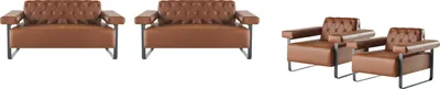 Obrázek produktu pro Kožené pohovky 2místné pohovky křesla gauč knoflíky Chesterfield nerezová ocel