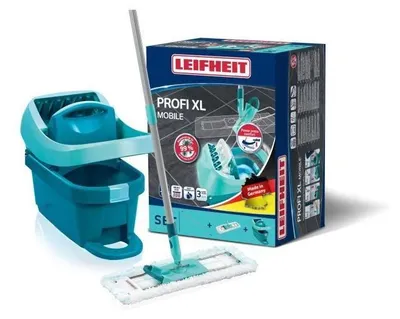 Obrázek produktu pro Sada na mytí podlahy s ždímacím zařízením, Leifheit Profi XL Mobile, 360° plochý mop, potah Micro Duo, šířka čištění 42 cm