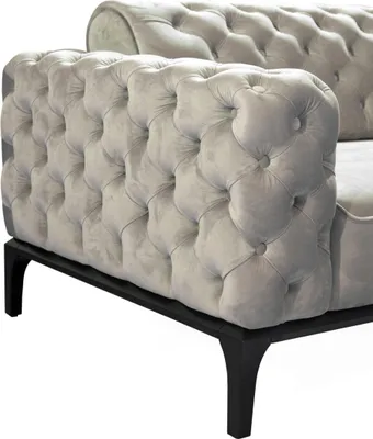 Produktbild von Dreisitzer Sofa 3 Sitzer Sofas Stoff Weiß Wohnzimmer Chesterfield Neu