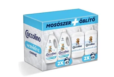 Produktbild von Coccolino Sensitive Spül- und Waschpackung (2xWaschgel 1,72L, 2xSensitive Pure Rinse Konzentrat 1700ml