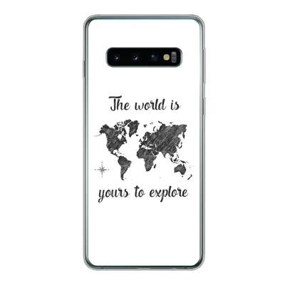 Produktbild von MuchoWow® Handyhülle Schutzhülle Hülle für Samsung Galaxy S10 Weltkarte - Schwarz - Sprichwörter Silikon Softcase Handy Hülle - Handytasche