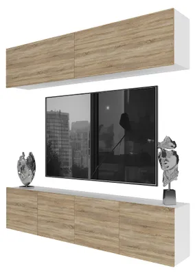 Produktbild von BELINI Wohnwand MILANO 6 Wohnzimmer 200 cm - Sonoma Eiche Matt, Moderne Schrankwand Set, Anbauwand TV-Schrank Griffloses System