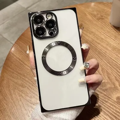 Zdjęcie produktu dla Dla iPhone 13 Pro Square Magsafe Electroplating TPU Telefon Case (czarny)