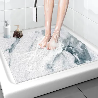 Produktbild von Duschmatte rutschfest 80 x 80 cm PVC Marmoroptik mit Ablauflöchern schnell trocknend