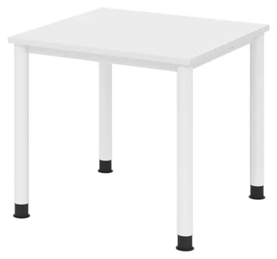Produktbild von bümö Schreibtisch Serie-H - Nachbildung: Weiß, Größe:  80 x 80 cm, Gestell: Weiß