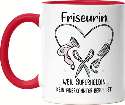 Produktbild von Friseurin Weil Superheldin Kein Anerkannter Job Ist Tasse Rot  Geschenk Danke Sagen Haarstylistin
