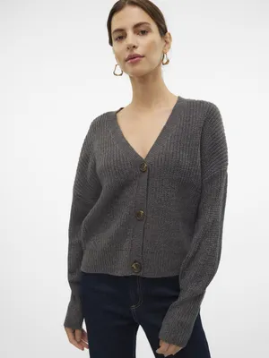 Produktbild von Vero Moda VMLEA Knit Cardigan, Pullover, Erwachsener, Weiblich, Grau, S, Acryl