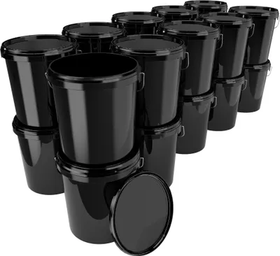 Produktbild von Eimer mit Deckel 16 L | Vorratseimer | Lebensmittelecht Schwarz | PP | 20 Stück