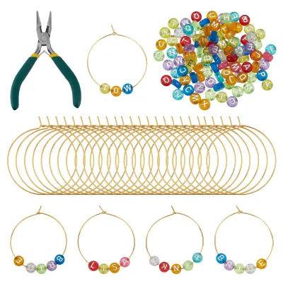 Wijnglasanhänger-Set, 400 Perlen, 25 Ringe, DIY